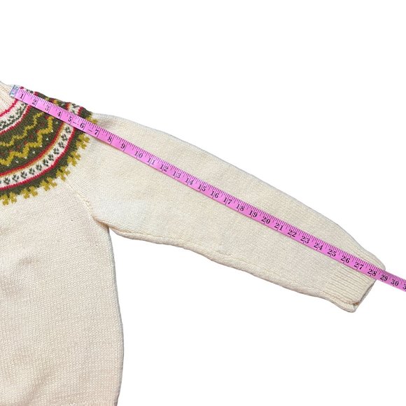 Vtg Handmade Icelandic Fair Isle Knit Wool Button Cardigan Sweater Womens Sz S - Picture 9 of 11